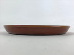 Japanese Brushed Lacquer Wooden Serving Tray Vtg Round Obon Brown Shunkei L34