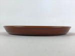 Japanese Brushed Lacquer Wooden Serving Tray Vtg Round Obon Brown Shunkei L34