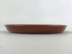 Japanese Brushed Lacquer Wooden Serving Tray Vtg Round Obon Brown Shunkei L34