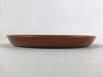 Japanese Brushed Lacquer Wooden Serving Tray Vtg Round Obon Brown Shunkei L34