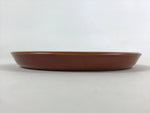 Japanese Brushed Lacquer Wooden Serving Tray Vtg Round Obon Brown Shunkei L34