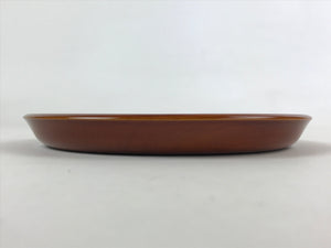 Japanese Brushed Lacquer Wooden Serving Tray Vtg Round Obon Brown Shunkei L34