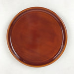 Japanese Brushed Lacquer Wooden Serving Tray Vtg Round Obon Brown Shunkei L34