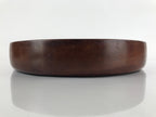 Japanese Brushed Lacquer Wooden Serving Tray Vtg Round Obon Dark Brown L261