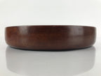 Japanese Brushed Lacquer Wooden Serving Tray Vtg Round Obon Dark Brown L261
