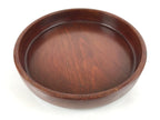 Japanese Brushed Lacquer Wooden Serving Tray Vtg Round Obon Dark Brown L261