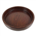 Japanese Brushed Lacquer Wooden Serving Tray Vtg Round Obon Dark Brown L261