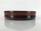 Japanese Brushed Lacquer Wooden Serving Tray Vtg Round Obon Hyotan Gourd L140