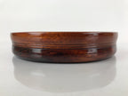 Japanese Brushed Lacquer Wooden Serving Tray Vtg Round Obon Hyotan Gourd L140
