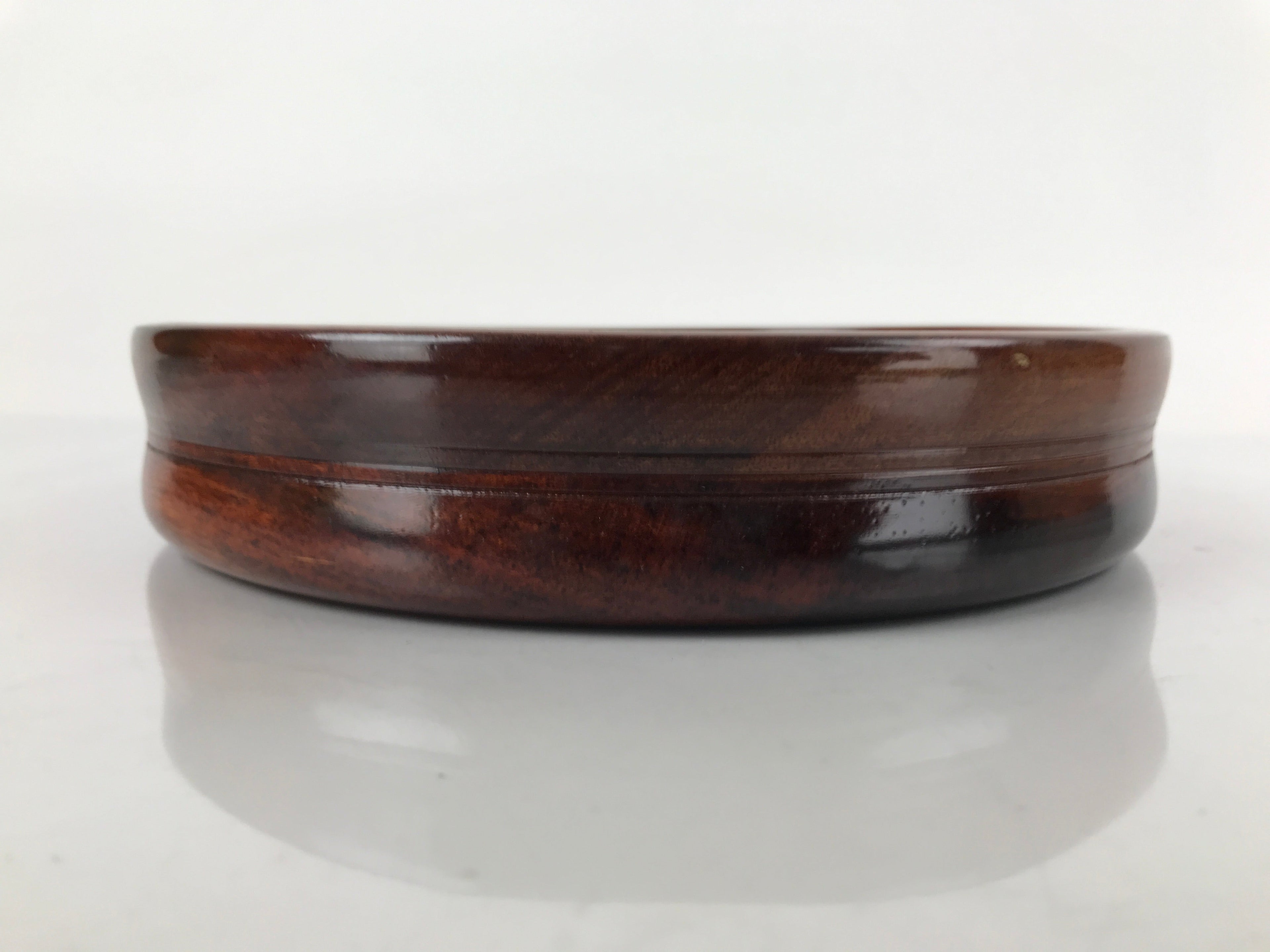 Japanese Brushed Lacquer Wooden Serving Tray Vtg Round Obon Hyotan Gourd L140