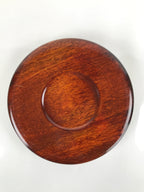Japanese Brushed Lacquer Wooden Serving Tray Vtg Round Obon Hyotan Gourd L140