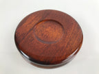 Japanese Brushed Lacquer Wooden Serving Tray Vtg Round Obon Hyotan Gourd L140