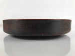 Japanese Brushed Lacquer Wooden Serving Tray Vtg Round Obon Makie Campanula L255