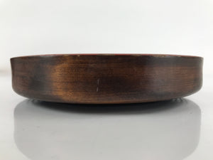 Japanese Brushed Lacquer Wooden Serving Tray Vtg Round Obon Makie Campanula L255