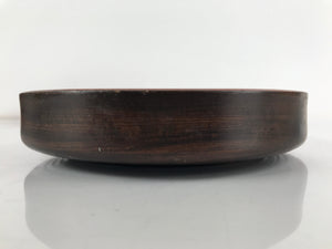 Japanese Brushed Lacquer Wooden Serving Tray Vtg Round Obon Makie Campanula L255