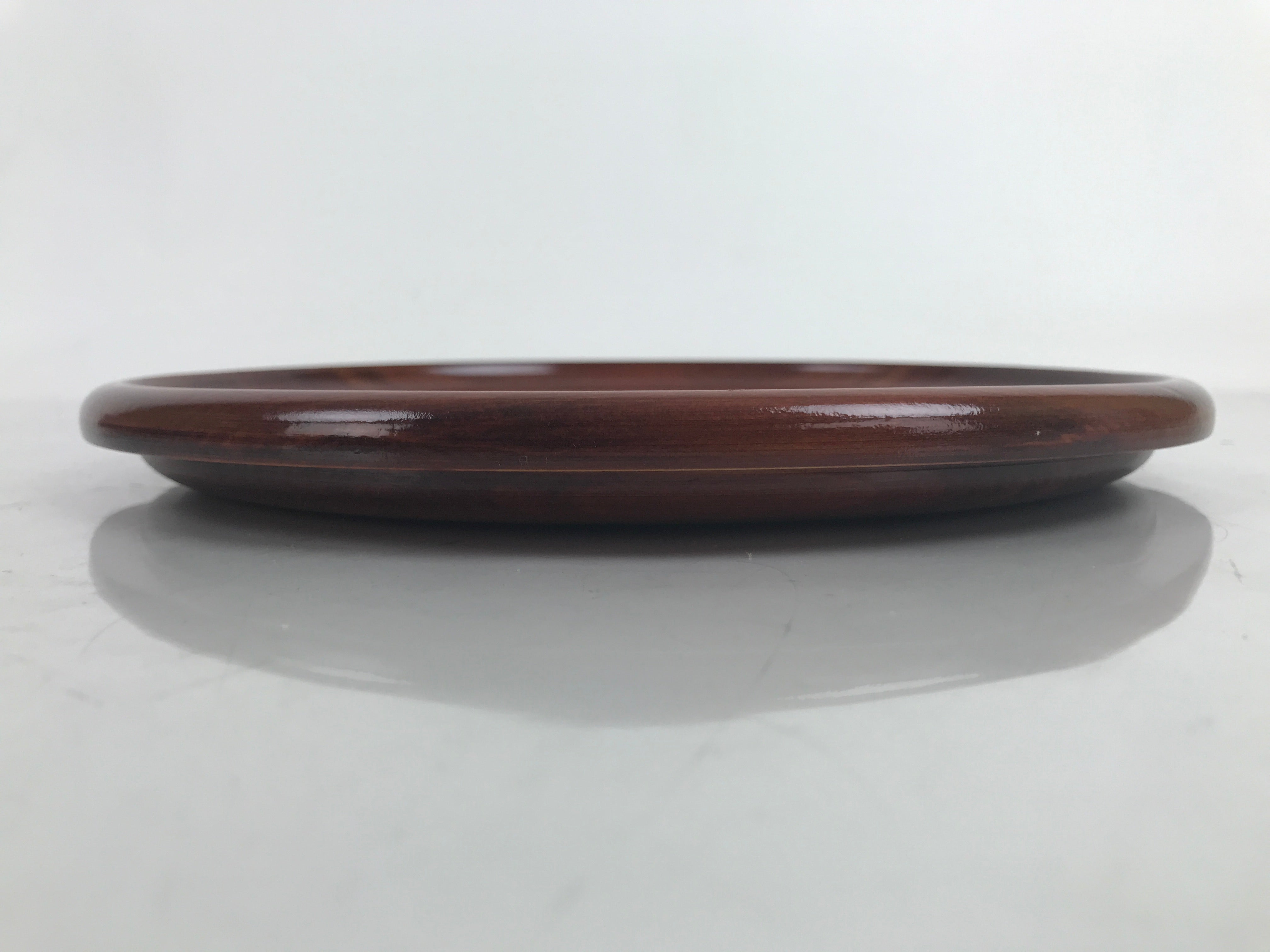 Japanese Brushed Lacquer Wooden Serving Tray Vtg Round Obon Paulownia Kiri LWB99