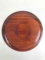 Japanese Brushed Lacquer Wooden Serving Tray Vtg Round Obon Paulownia Kiri LWB99