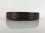 Japanese Brushed Lacquer Wooden Serving Tray Vtg Round Obon Plants Green L139