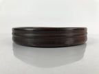 Japanese Brushed Lacquer Wooden Serving Tray Vtg Round Obon Plants Green L139