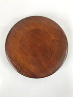 Japanese Brushed Lacquer Wooden Serving Tray Vtg Round Obon Plants Green L139