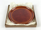 Japanese Brushed Lacquer Wooden Serving Tray Vtg Shunkei Round Obon Brown L35