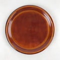 Japanese Brushed Lacquer Wooden Serving Tray Vtg Shunkei Round Obon Brown L35