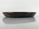 Japanese Brushed Lacquer Wooden Serving Tray Vtg Small Round Obon Brown L144