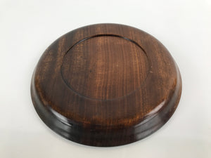 Japanese Brushed Lacquer Wooden Serving Tray Vtg Small Round Obon Brown L144