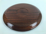 Japanese Brushed Lacquer Wooden Serving Tray Vtg Small Round Obon Brown L316