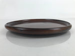 Japanese Brushed Lacquer Wooden Serving Tray Vtg Small Round Obon Brown L316