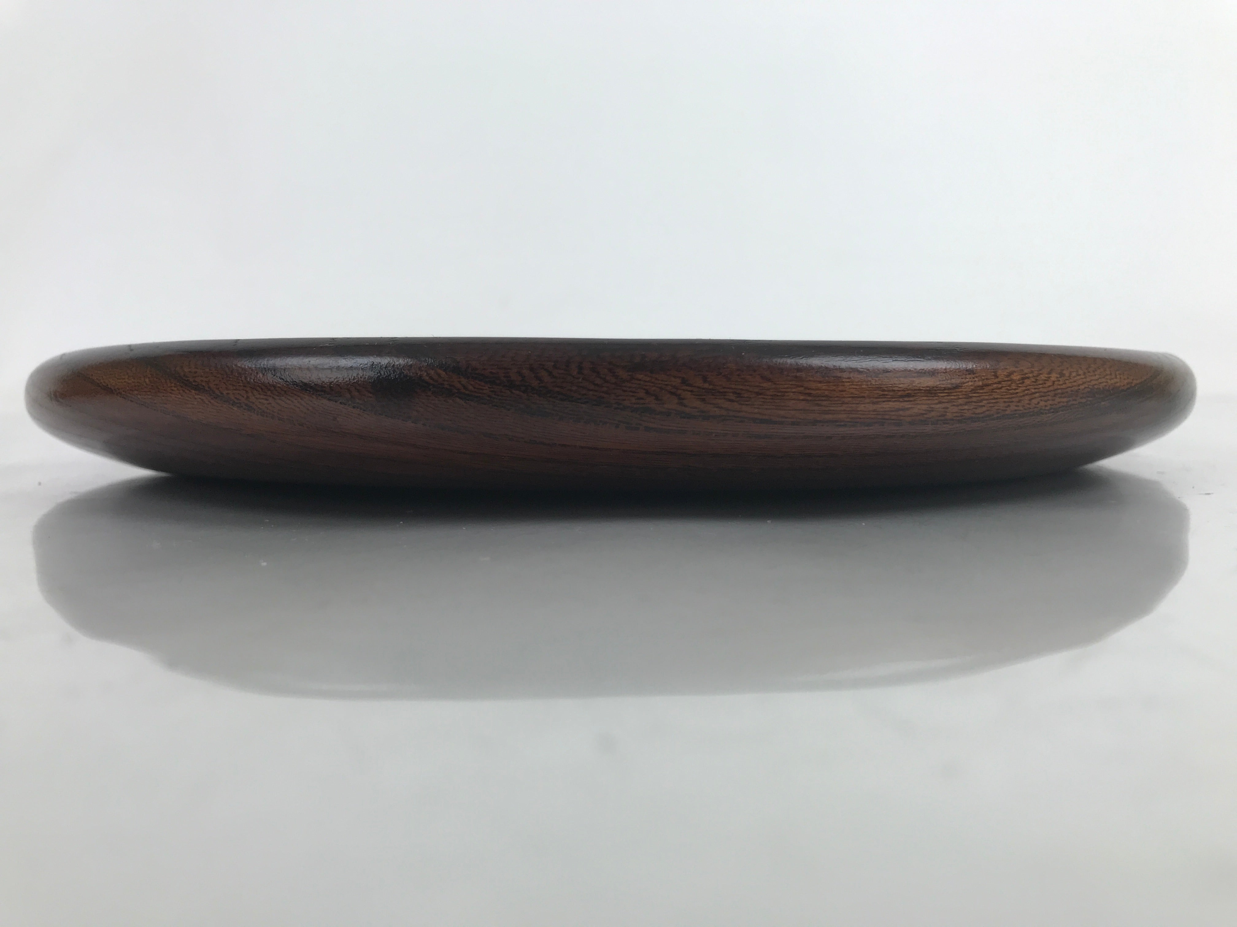 Japanese Brushed Lacquer Wooden Serving Tray Vtg Small Round Obon Brown L316