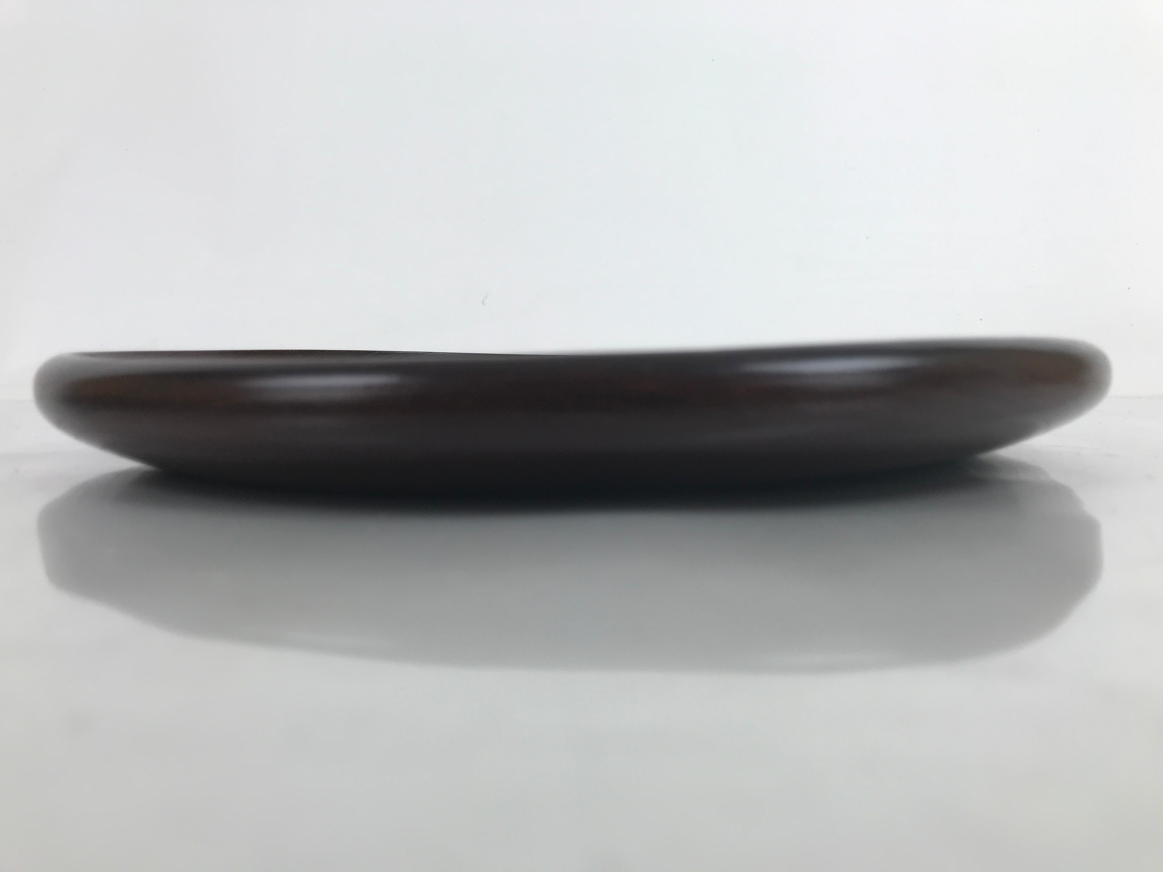 Japanese Brushed Lacquer Wooden Serving Tray Vtg Small Round Obon Brown L316