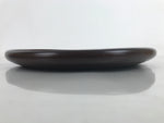 Japanese Brushed Lacquer Wooden Serving Tray Vtg Small Round Obon Brown L316