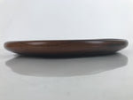 Japanese Brushed Lacquer Wooden Serving Tray Vtg Small Round Obon Brown L316