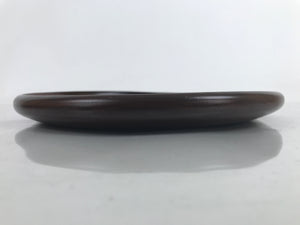 Japanese Brushed Lacquer Wooden Serving Tray Vtg Small Round Obon Brown L316