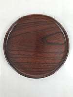 Japanese Brushed Lacquer Wooden Serving Tray Vtg Small Round Obon Brown L316