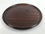 Japanese Brushed Lacquer Wooden Serving Tray Vtg Small Round Obon Brown L316