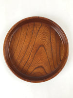 Japanese Brushed Lacquer Wooden Serving Tray Vtg Sturdy Obon Plain Brown L27