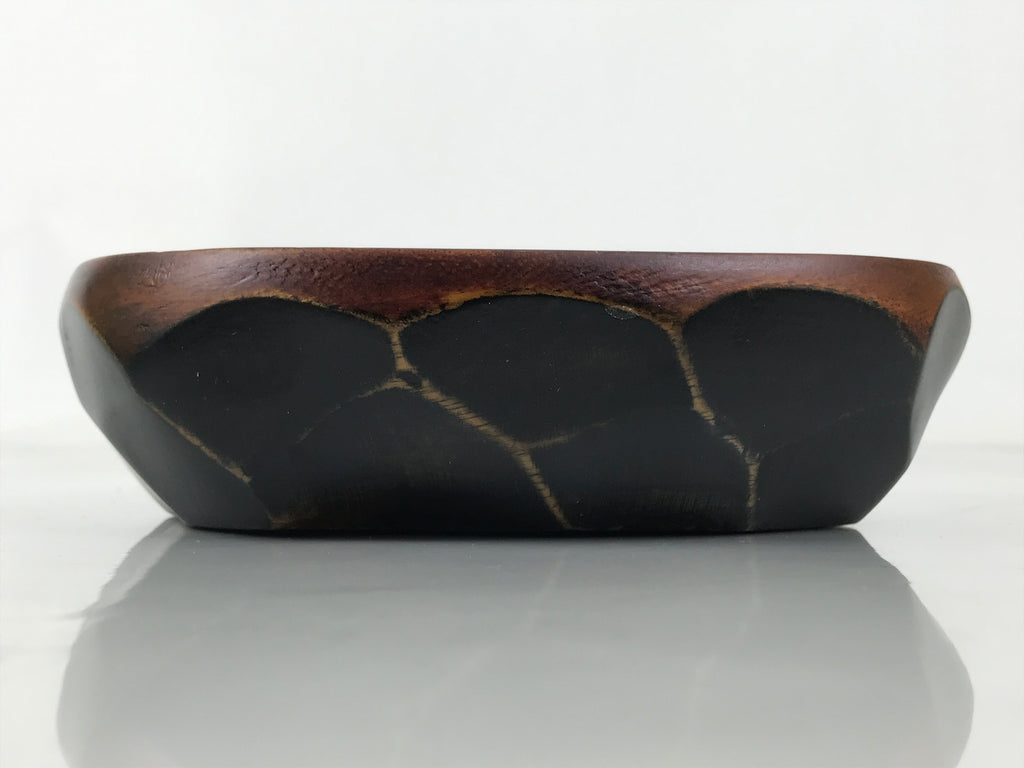 Japanese Brushed Lacquer Wooden Small Bowl Vtg Salad Kobachi Dish Brown L447