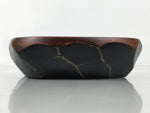 Japanese Brushed Lacquer Wooden Small Bowl Vtg Salad Kobachi Dish Brown L447