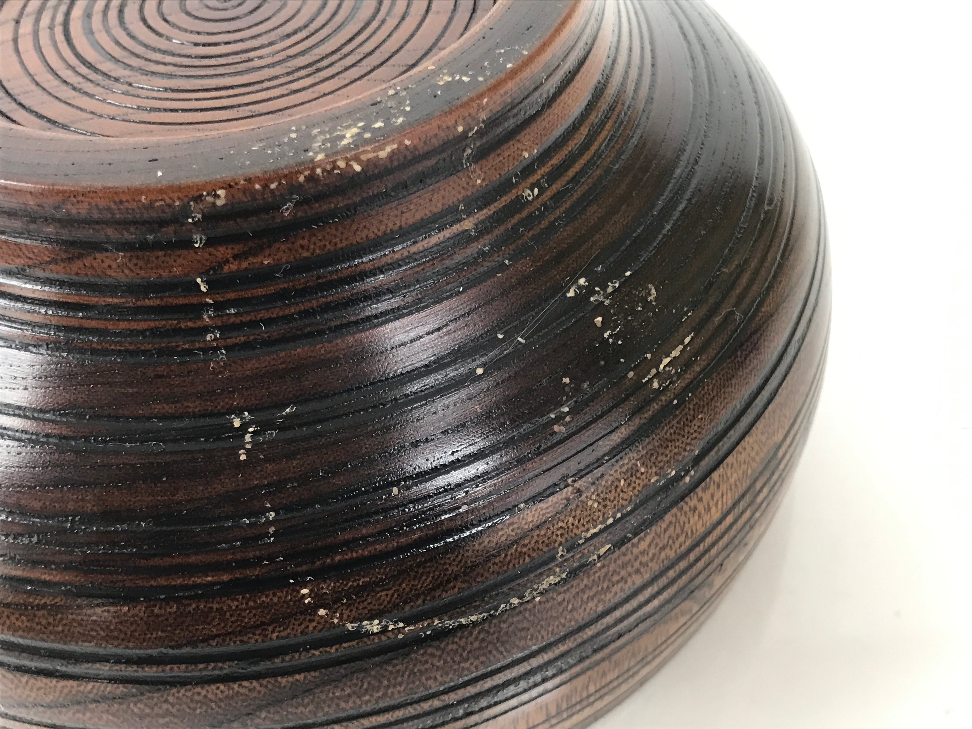 Japanese Brushed Lacquer Wooden Small Bowl Vtg Salad Kobachi Dish Brown L458