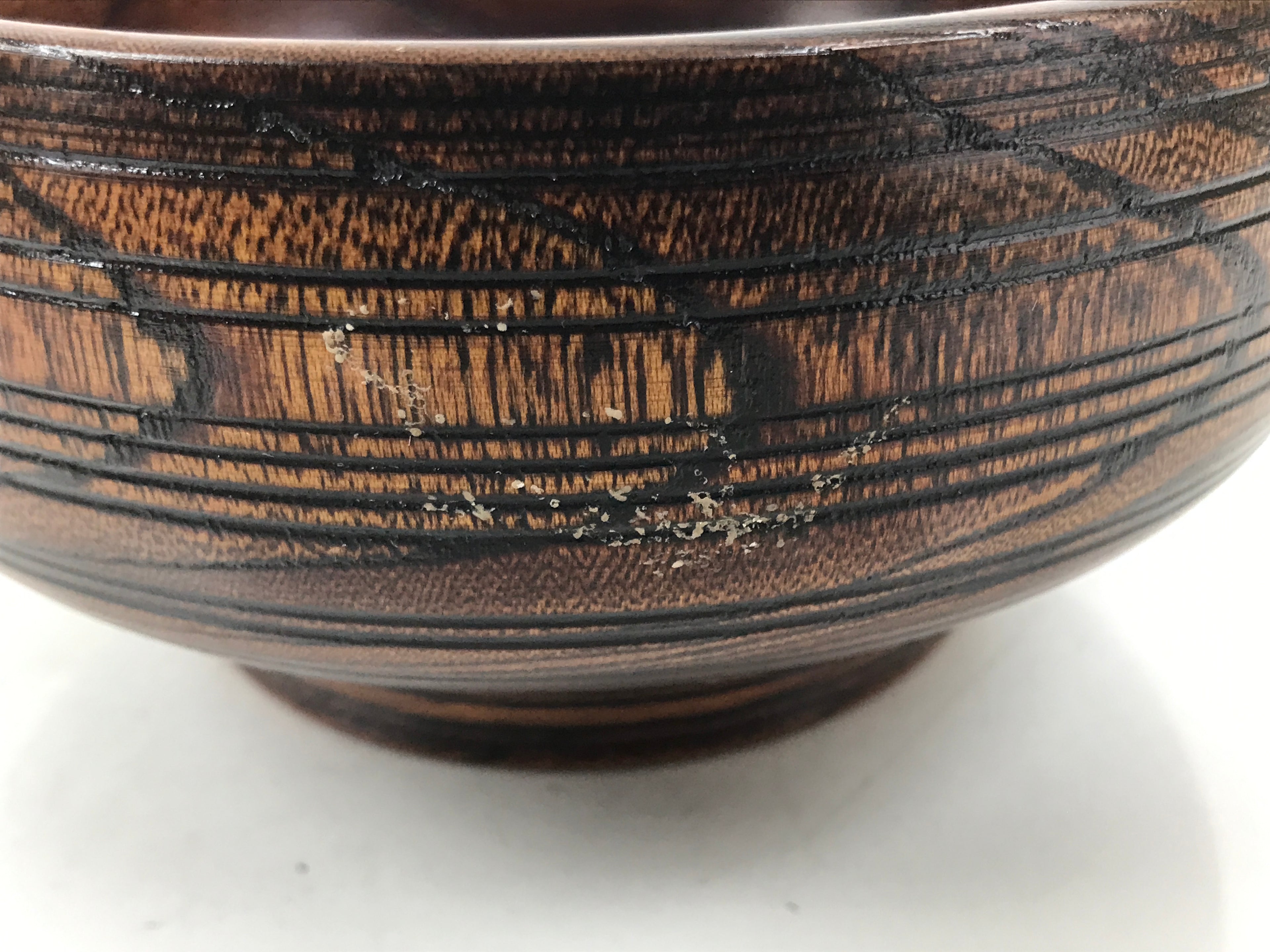 Japanese Brushed Lacquer Wooden Small Bowl Vtg Salad Kobachi Dish Brown L458