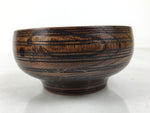 Japanese Brushed Lacquer Wooden Small Bowl Vtg Salad Kobachi Dish Brown L458