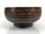 Japanese Brushed Lacquer Wooden Small Bowl Vtg Salad Kobachi Dish Brown L458
