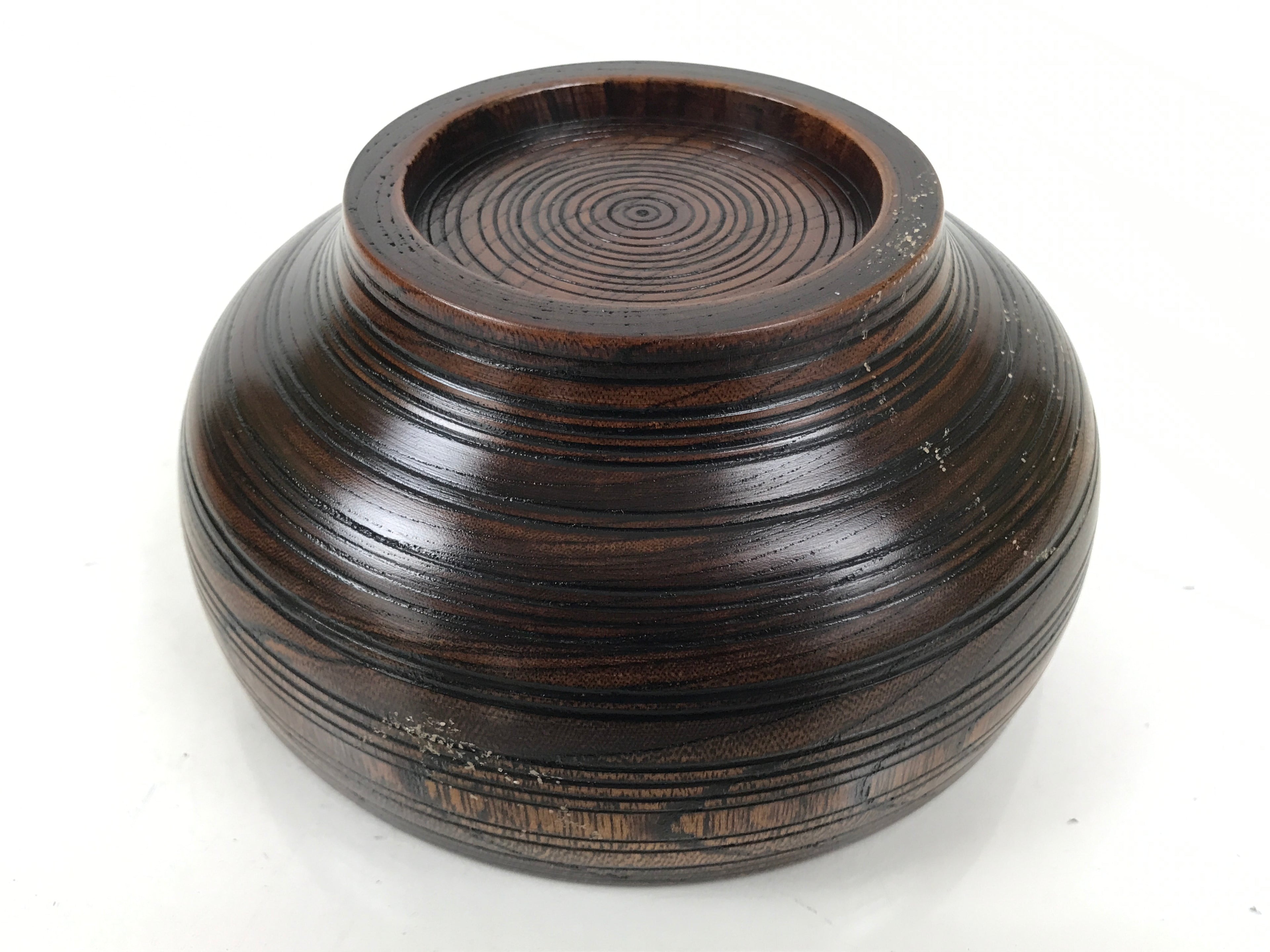 Japanese Brushed Lacquer Wooden Small Bowl Vtg Salad Kobachi Dish Brown L458