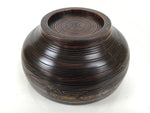 Japanese Brushed Lacquer Wooden Small Bowl Vtg Salad Kobachi Dish Brown L458