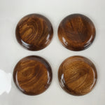 Japanese Brushed Lacquer Wooden Small Plate Set Vtg Meimeizara 5pc Brown L234