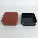 Japanese Brushed Lacquered Wood Box Vtg Square Bento Box Brown W/ Lid L323