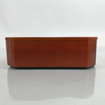 Japanese Brushed Lacquered Wood Box Vtg Square Bento Box Brown W/ Lid L323