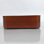 Japanese Brushed Lacquered Wood Box Vtg Square Bento Box Brown W/ Lid L323